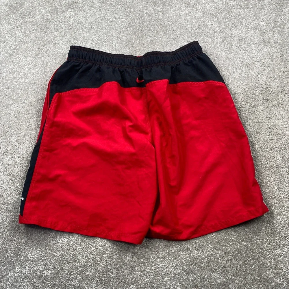 Nike Swim Trunks Mens Large Red Black Mesh Lined Board Shorts